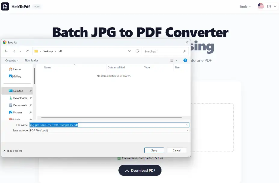 Save PDF file to computer or mobile device