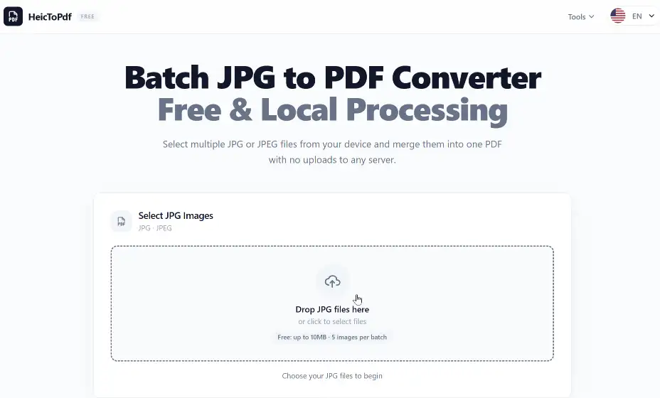 Upload PNG images for PNG to PDF conversion